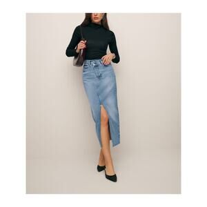 Reformation 'Nila' Blue Long Denim Skirt Size 29